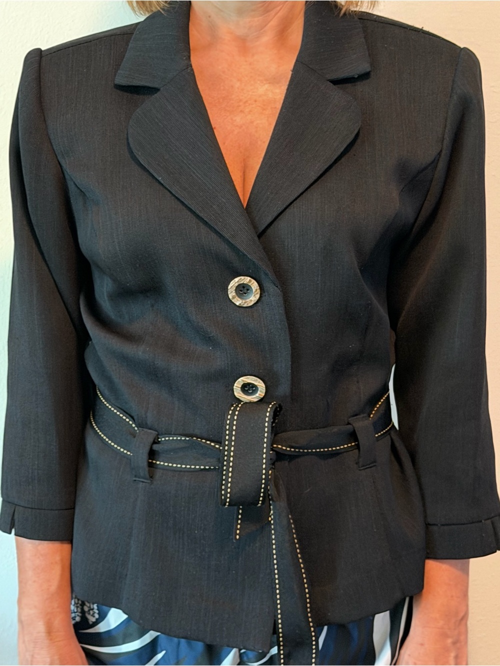 Vintage Stufio 1 Classic Black Women's Belted Blazer